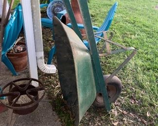 This wheelbarrow is still in great condition with a good tire. 