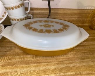 Butterfly gold Pyrex covered casserole