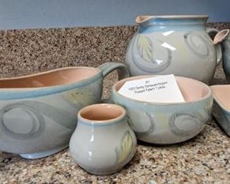 MCM Denby Stoneware England 'Peasant Pattern' 7 pieces 