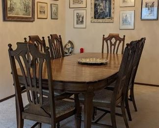 Curtis Brothers Dining Room Table and 6 Chairs                         Original Signed Various European Scenes Etchings