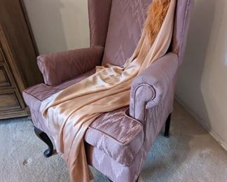 Wingback Satin Mauve Chair                                                           