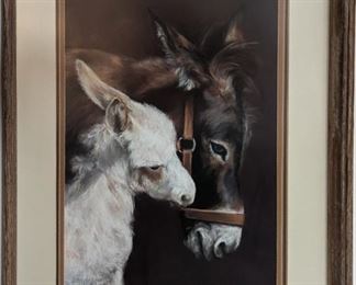 Judy Foster Oil Painting Donkey and Mom