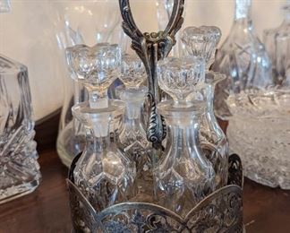19th Cent Victorian Silver Plated Cut Glass Cruet