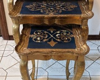 Hollywood Regency Gild Nesting Tables - Set of 3