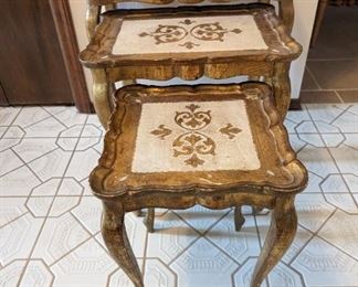 Hollywood Regency Gild Nesting Tables - Set of 3