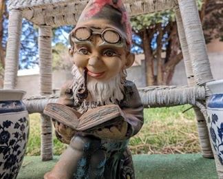 Vintage Zeho Germany Gnome with Book, Pipe, and Goggles