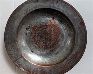 Signed Middle Eastern Hand Forged Decorative Plate
