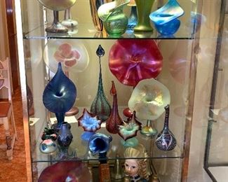 Phenomenal signed art glass collection, signed shades, head vase