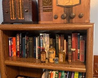 Antique bottles, books, Silvertone and St. Regis radios