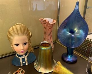 Art glass shade, signed Jack in the pulpit vase 