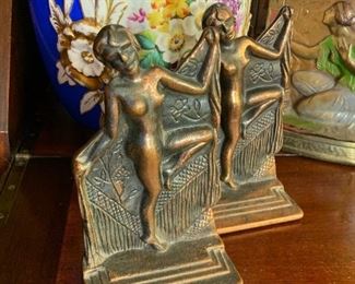 Art deco dancing nude ladies book ends