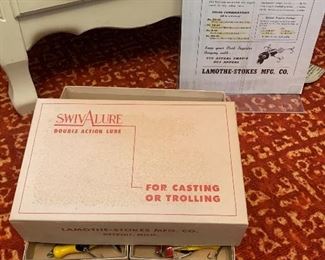 Lamothe-Stokes SwivAlure double action antique fishing lures. Detroit, MI