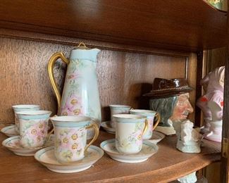 Hand painted pitcher and tea cup set, Royal Daulton 