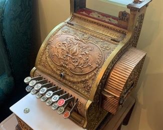 Beautiful original brass National Cash Register "candy store" model 313 with keys