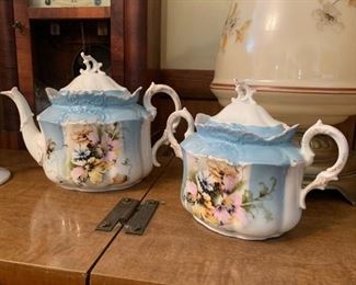19th century tea pot and sugar bowl