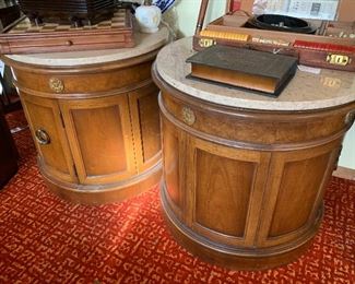 Beautiful marble top drum tables