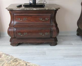 Bombe nightside with marble custom marble top.