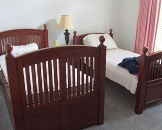 Twin bunk bed with ladder