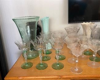 Glass ware green and clear