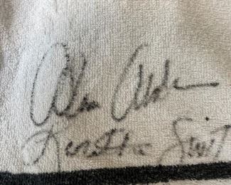 AWESOME SIGNED TOWEL BY "MASH" T.V. STARS: ALAN ALDA & LORETTA SWIT!