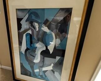 Large abstract framed poster art