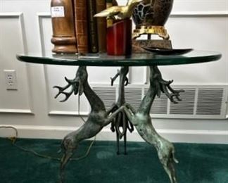 Detail of deer sculpture (patina metal)