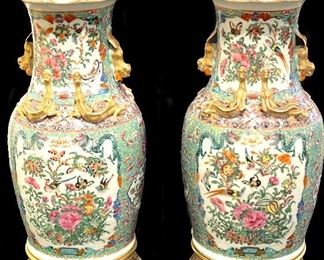 4. Chinese Rose Medallion Pair of Lamps