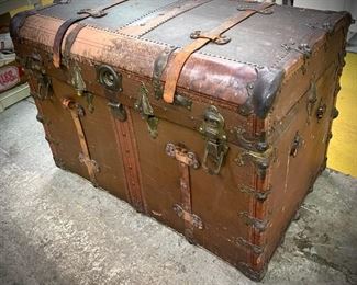 Antique Steamer Leather Trunk