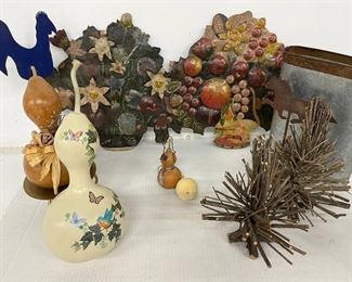 Metal, Wood Gourd Decor
