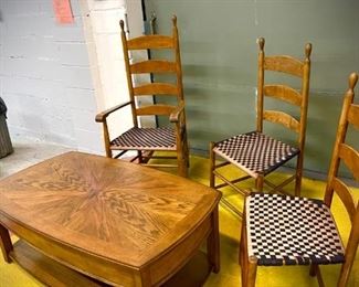 Oak Coffee Table And 3 Chairs