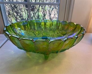 Iridescent Carnival Glass Fruit Bowl