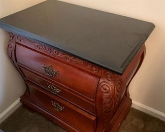 #16	AICO  Bedside Table w/3 drawers  31x18x30  (as is cracked marble top)	 $40.00 			
