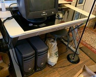 #57	White Glass top metal Legs desk w/1 drawer -48x 24x31T	 $75.00 			
