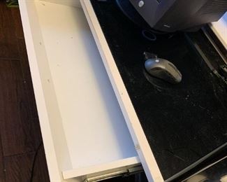 #57	White Glass top metal Legs desk w/1 drawer -48x 24x31T	 $75.00 			
