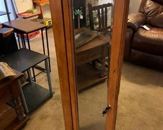 #67	Wood Jewelry Armoire Cabinet w/beveled Mirror w/key - 14x3x48	 $75.00 			
