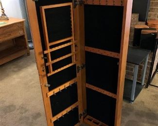 #67	Wood Jewelry Armoire Cabinet w/beveled Mirror w/key - 14x3x48	 $75.00 			
