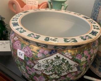 #108	Chinese Painted Gold Flower Pot - 9x10 	 $50.00 			
