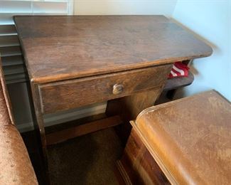 #114	Vintage Wood Desk w/3 open Shelves & 1 drawer - 30x16x30	 $25.00 			
