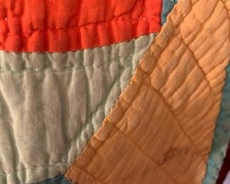 #122	Hand-pieced & hand quilt Pinwheel Quilt 60x76 - (has some stains and small holes)	 $65.00 			
