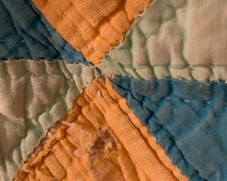 #122	Hand-pieced & hand quilt Pinwheel Quilt 60x76 - (has some stains and small holes)	 $65.00 			
