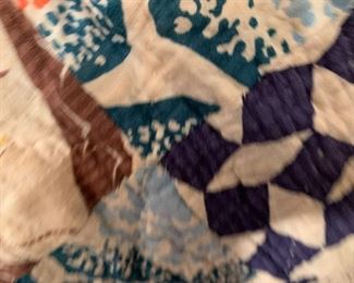 #123	Scrappy Quilt - Hand pieced and hand quilted - Stained Front & Back - 78x62	 $45.00 			
