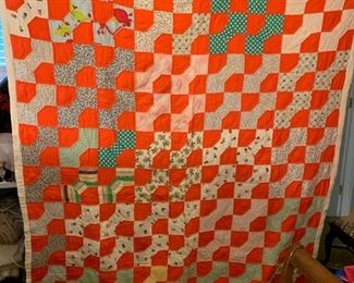 #125	Bow Tie Scrappy hand-pieced & hand quilted Quilt - 62x76	 $65.00 			
