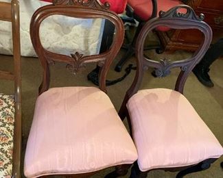 #126	Pair of Heart Back Odd Dining Chairs	 $40.00 			

