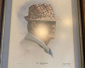 #159	Bear Bryant 1913-1983 Framed Print signed by Peggy Sherry  388/1000	 $75.00 			
