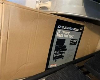 #160	US General 26" 1 drawer Black Tool Cart (new in box)	 $120.00 			
