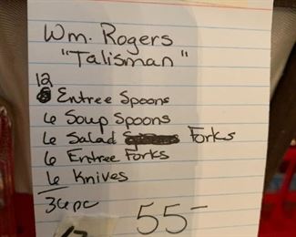 #179	William Rogers Tailsman - 36 pcs.	 $55.00 			
