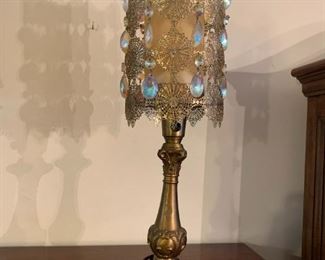 #181	Vintage Metal w/Glass prisms lamp - 24" Tall	 $75.00 			
