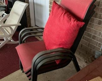 #205	Stack of 4 Red Patio Chairs	 $40.00 			
