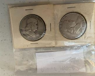 pair of 1950 D Frankline half dollars $20