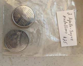 2 Apollo Soyuz Medallions $25